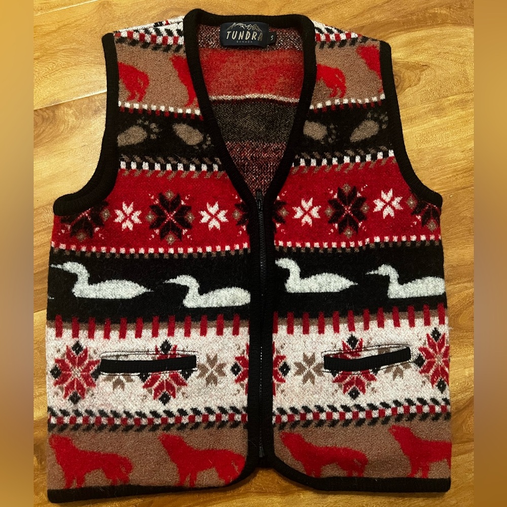 Tundra Red and Black V-Neck Sweater Vest